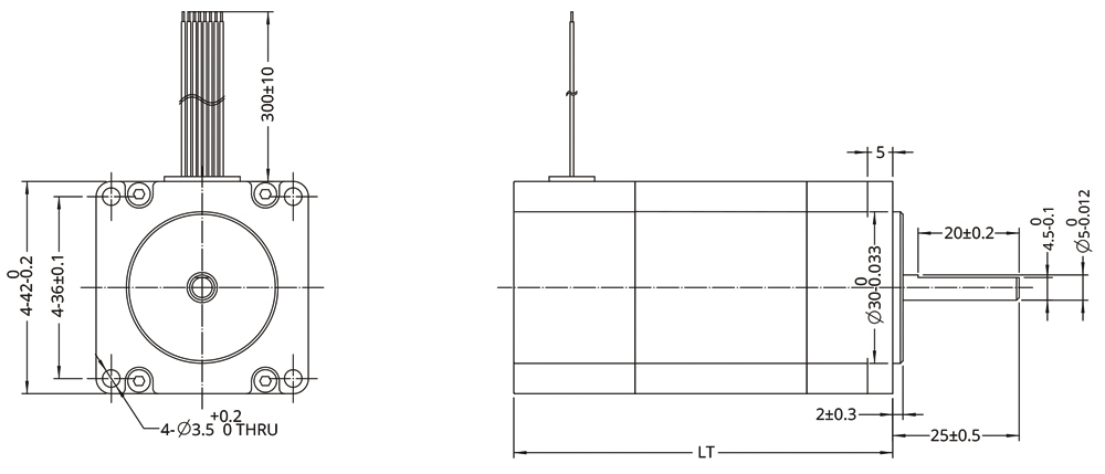 Dessin dimensionnel moteur DC sans balais Taille 17 (42mm)